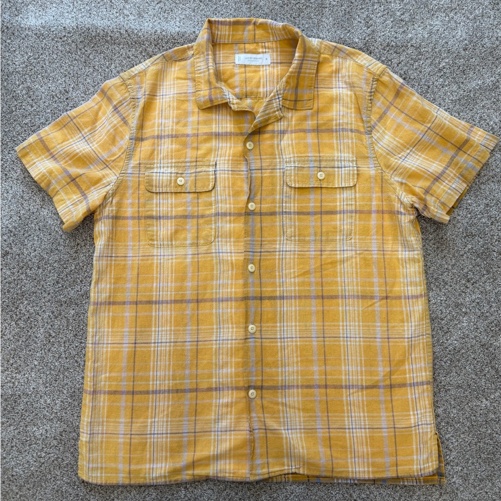 Lucky Brand Yellow Plaid Shirt M